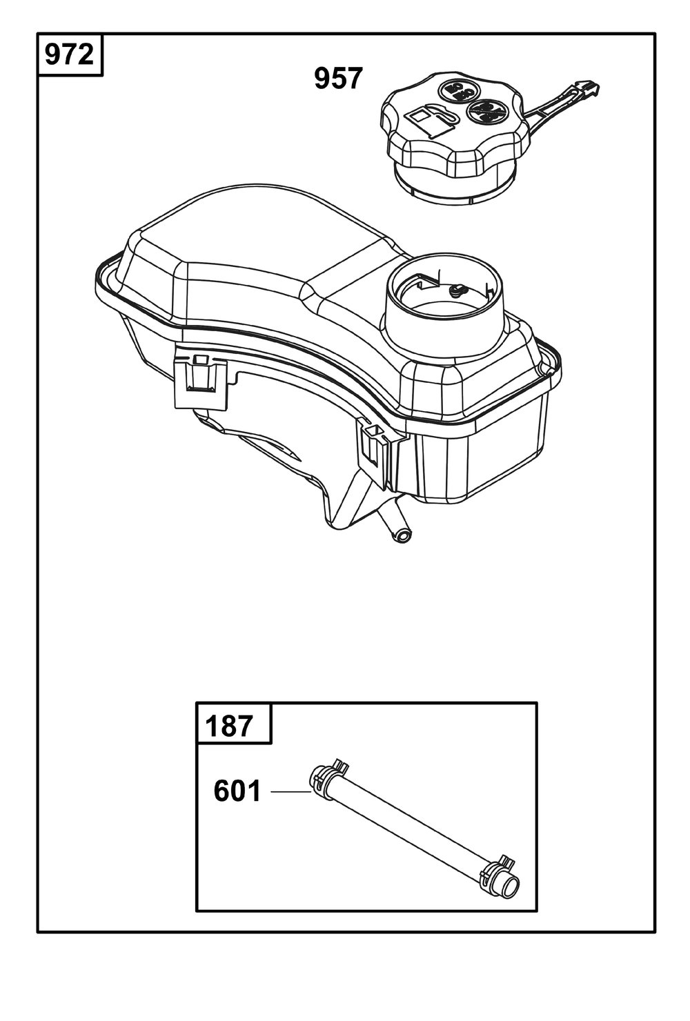 Fuel Supply Group Diagram and Parts List for 104M02-0260-F1 100000 - 19Z999 Briggs and Stratton Engine